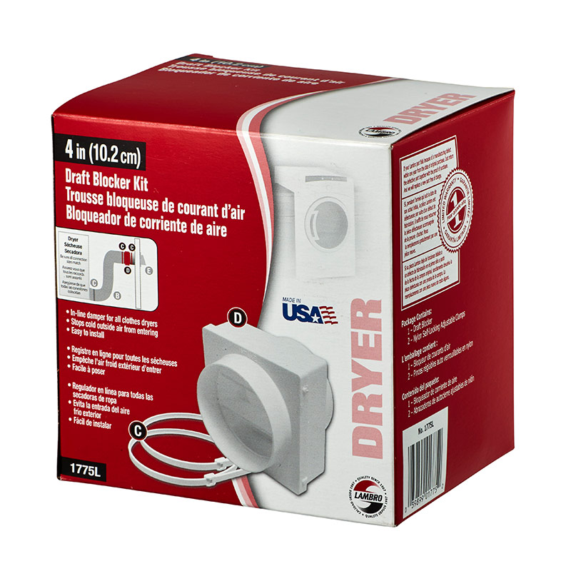 4" Draft Blocker Vent Kit Item 1775L Lambro Industries