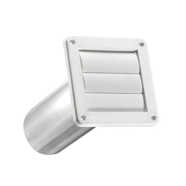 White Plastic Wall Exhaust Louvered Dryer Vent - 11 inch Pipe - Front