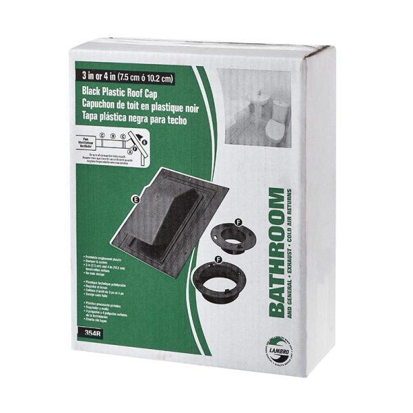3" or 4" Black Plastic Roof Cap in Bulk