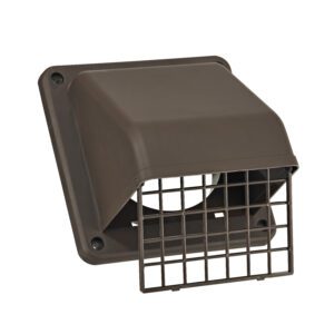 Brown Plastic Wall Exhaust Hood Dryer Vent - Damper - Screen - Opened