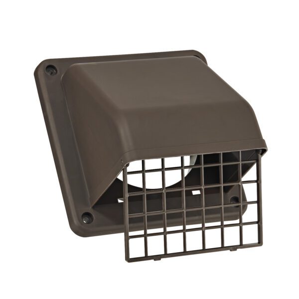 Brown Plastic Wall Exhaust Hood Dryer Vent - Damper - Screen - Opened