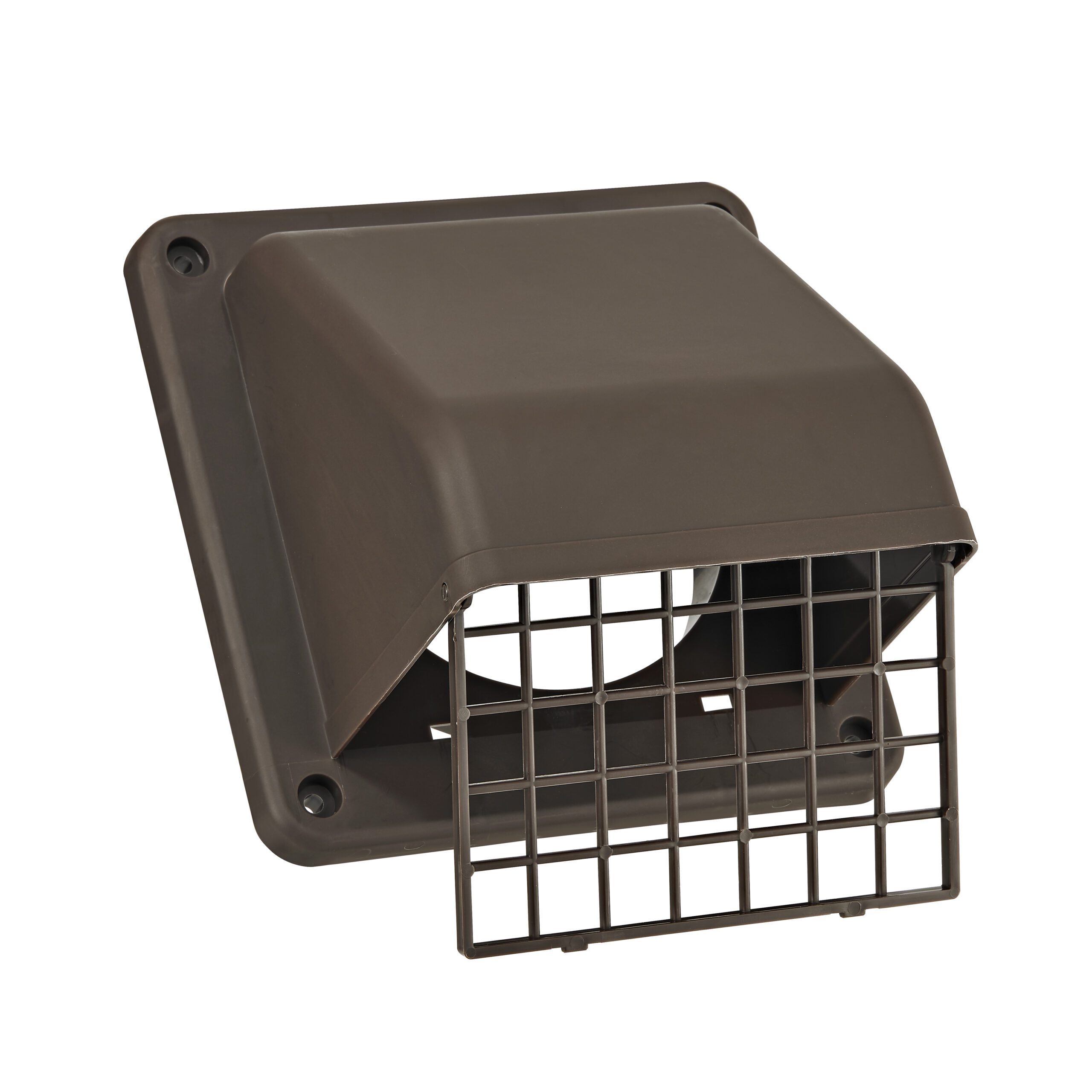 Brown Plastic Wall Exhaust Hood Dryer Vent - Damper - Screen - Opened
