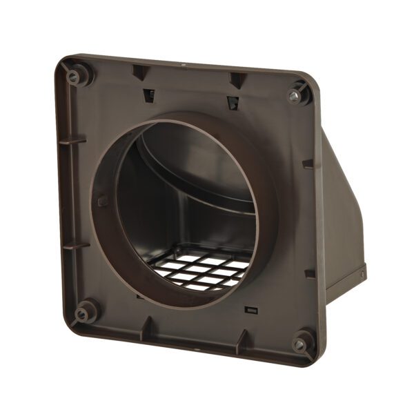 Brown Plastic Wall Exhaust Hood Dryer Vent - Damper - Screen - Back Open