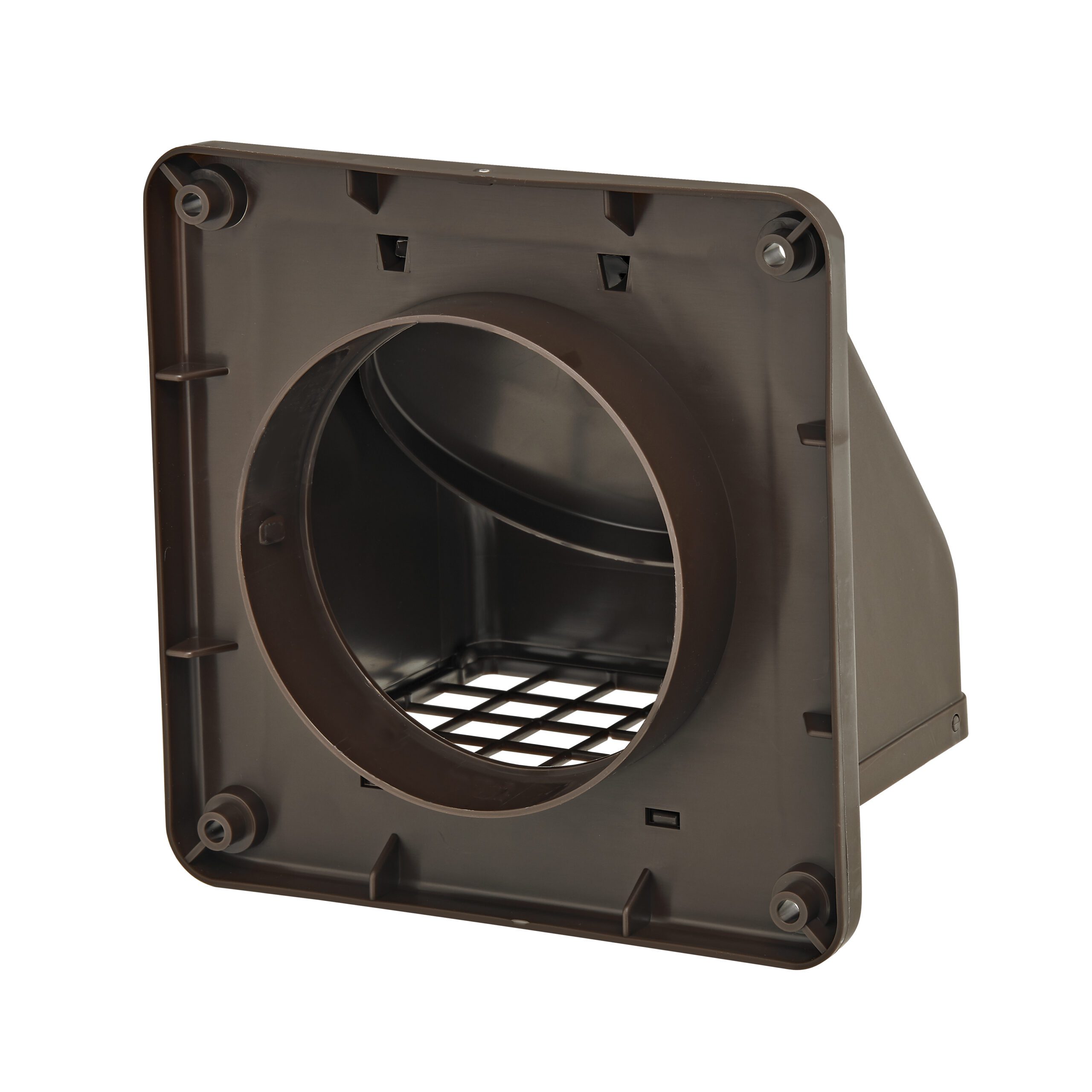 1471B-6 Brown Plastic Wall Exhaust Hood Dryer Vent - Damper - Screen - Back Open