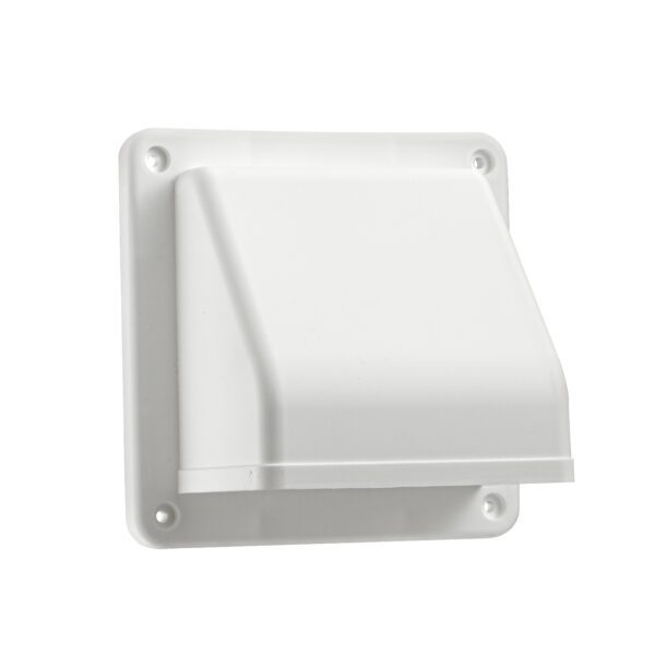 White Plastic Wall Exhaust Hood Dryer Vent - Damper - Screen - Front