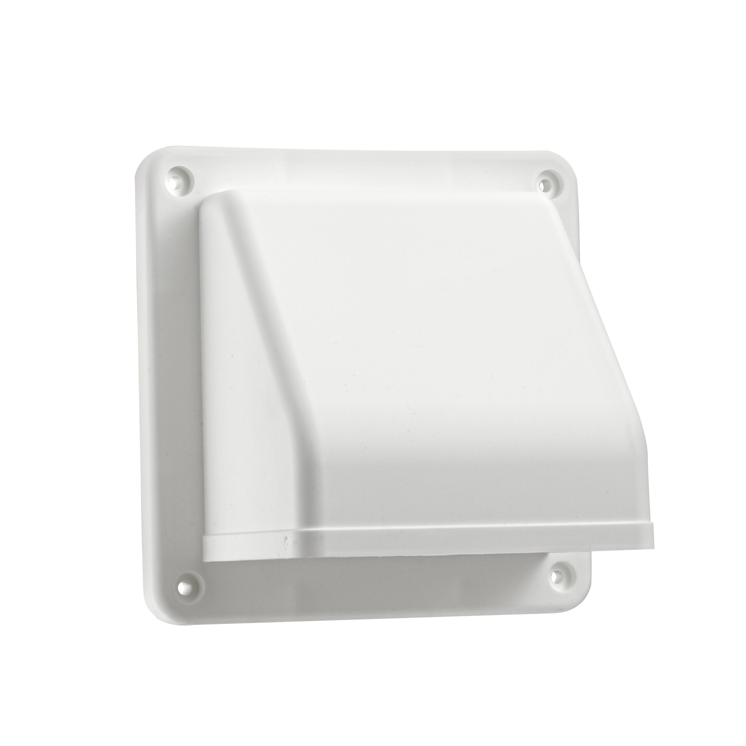 White Plastic Wall Exhaust Hood Dryer Vent - Damper - Screen - Front