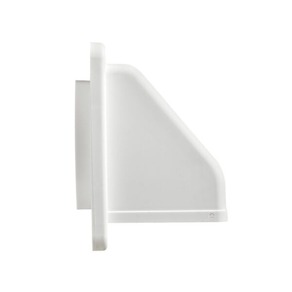 White Plastic Wall Exhaust Hood Dryer Vent - Damper - Screen - Side