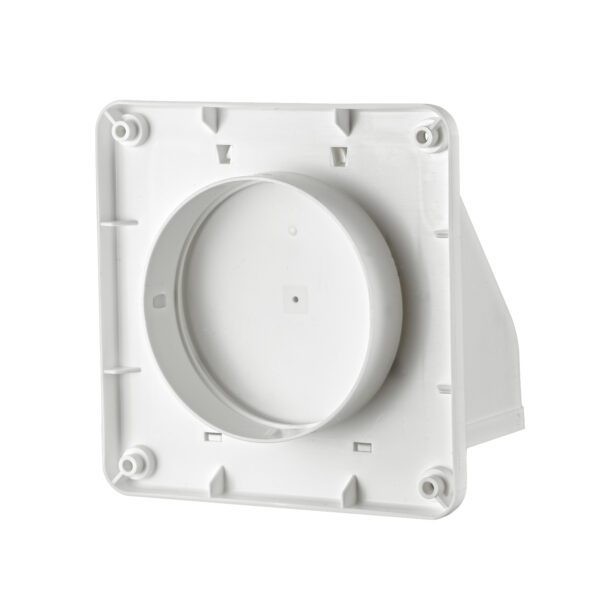 White Plastic Wall Exhaust Hood Dryer Vent - Damper - Screen - Back