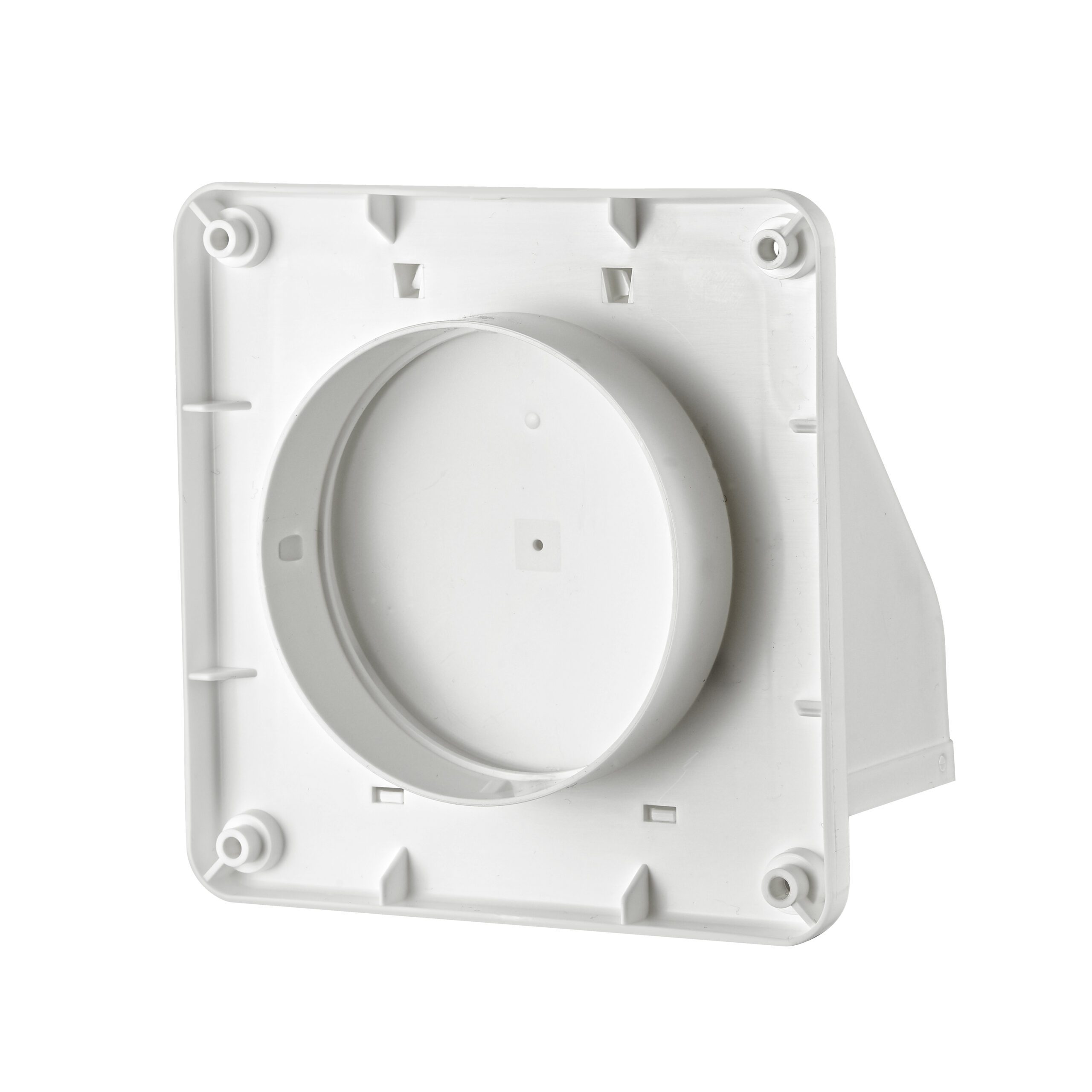 White Plastic Wall Exhaust Hood Dryer Vent - Damper - Screen - Back