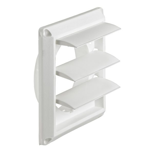 4" White Plastic Louvered Vent from Side