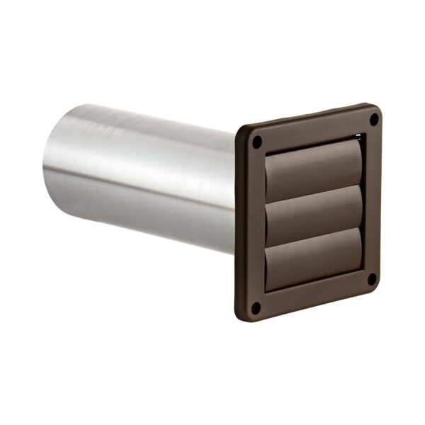 Brown Plastic Wall Exhaust Louvered Dryer Vent - 11 inch Pipe - Front