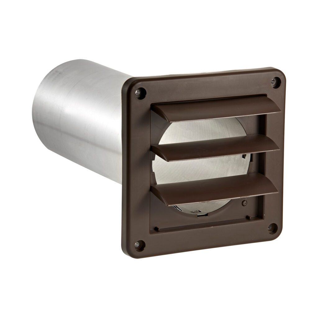 Dundas Jafine Louvered Dryer Vent Cover – Fits 4-Inch Pipe, Brown, Paintable Plastic, Universal Fit