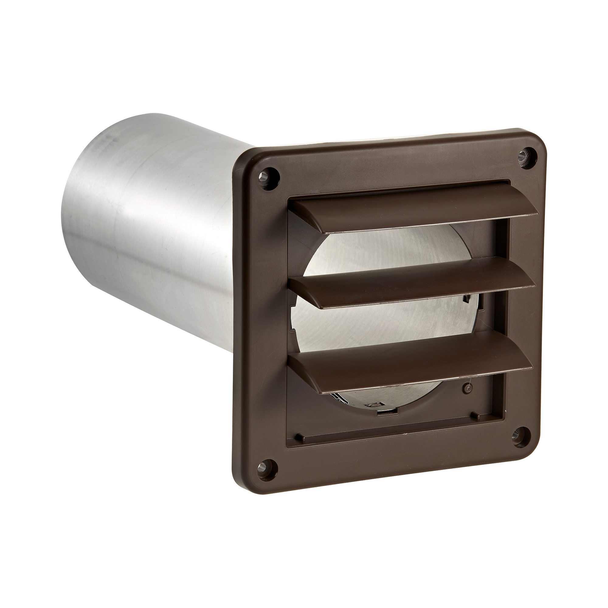 Brown Plastic Wall Exhaust Louvered Dryer Vent - 11 inch Pipe - Flaps Open
