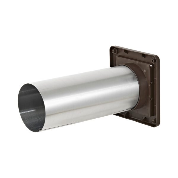Brown Plastic Wall Exhaust Louvered Dryer Vent - 11 inch Pipe - Back