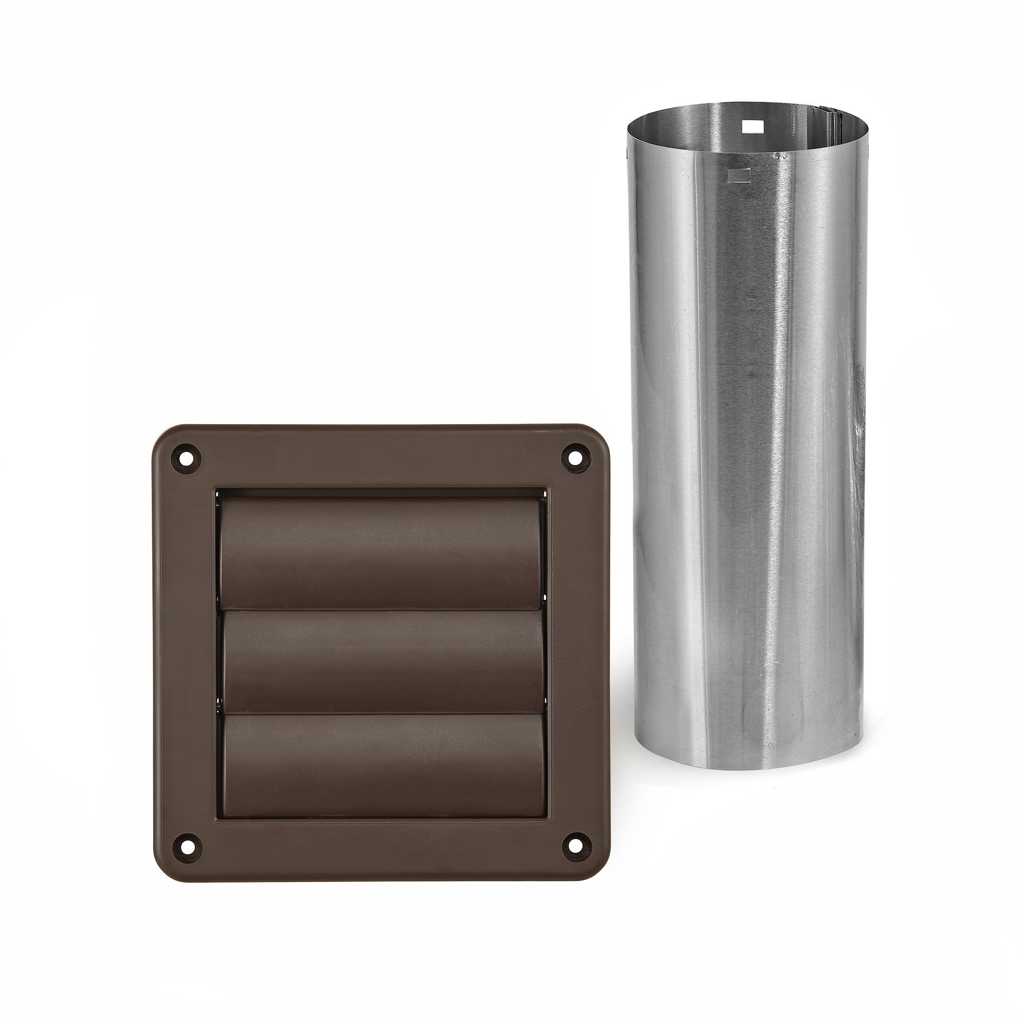 Brown Plastic Wall Exhaust Louvered Dryer Vent - 11 inch Pipe - Unassembled
