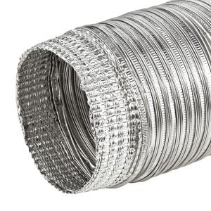 3" x 8' Flexible Semi-Rigid Aluminum Duct - One End Crimped