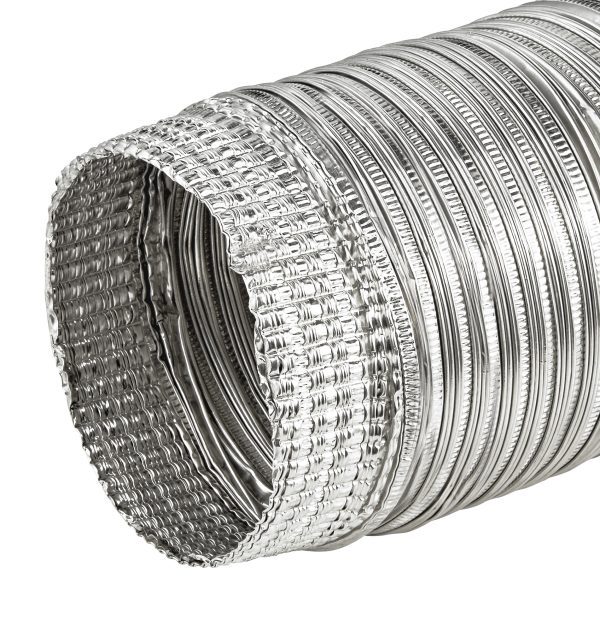 3" x 8' Flexible Semi-Rigid Aluminum Duct - One End Crimped