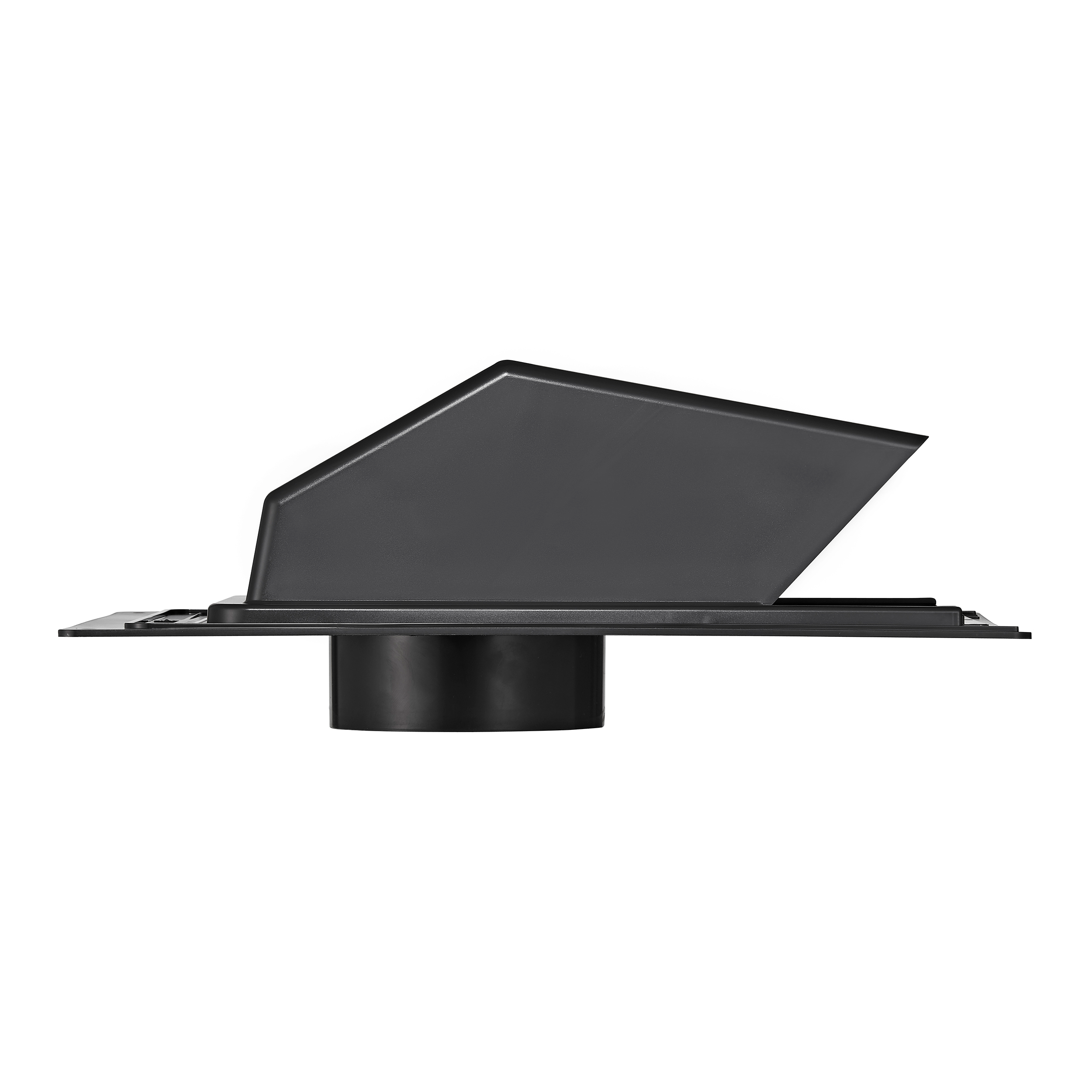 354-02 4 inch Black ABS Plastic Exhaust Roof Vent - Damper - Screen - Side