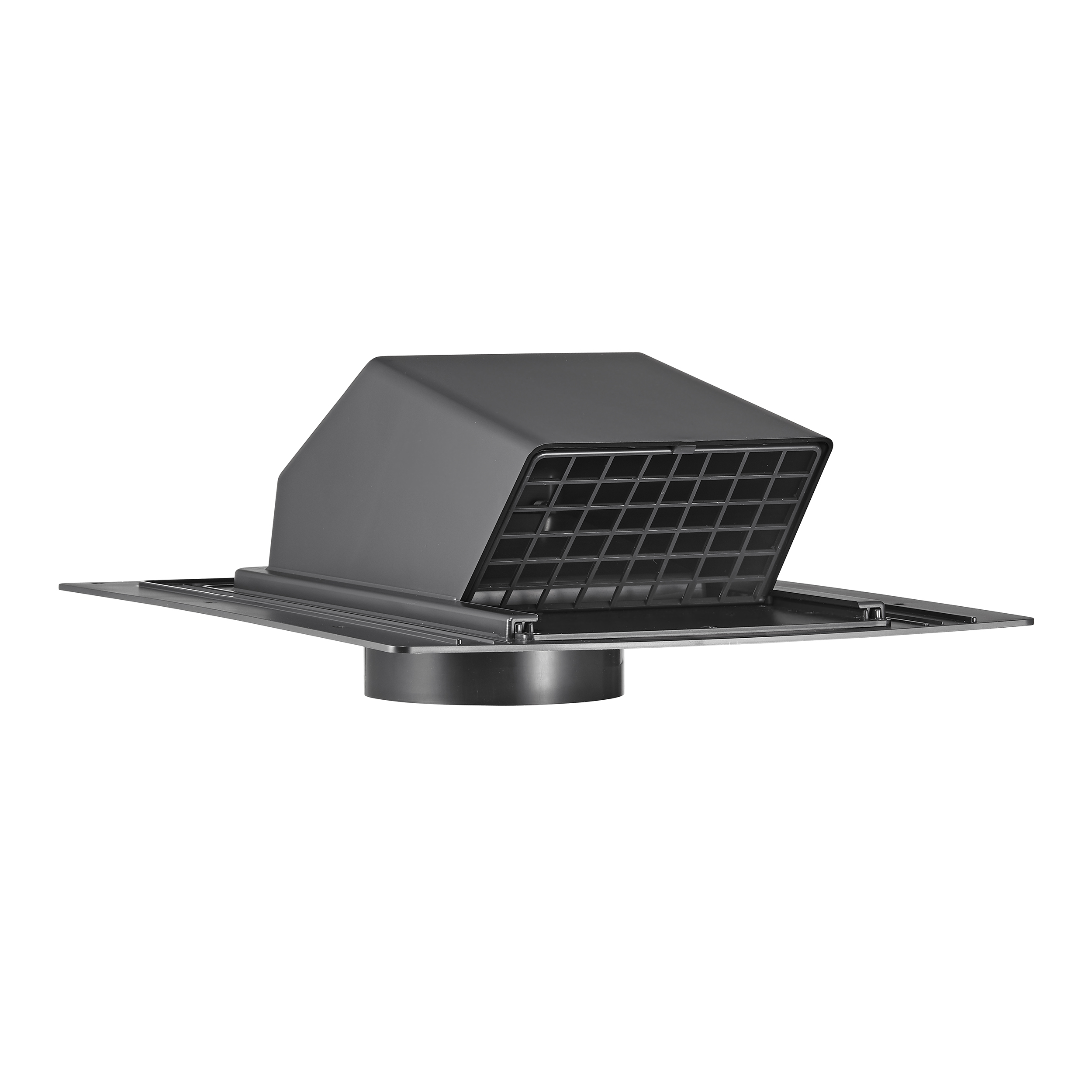 4 inch Black ABS Plastic Exhaust Roof Vent - Damper - Screen - Front