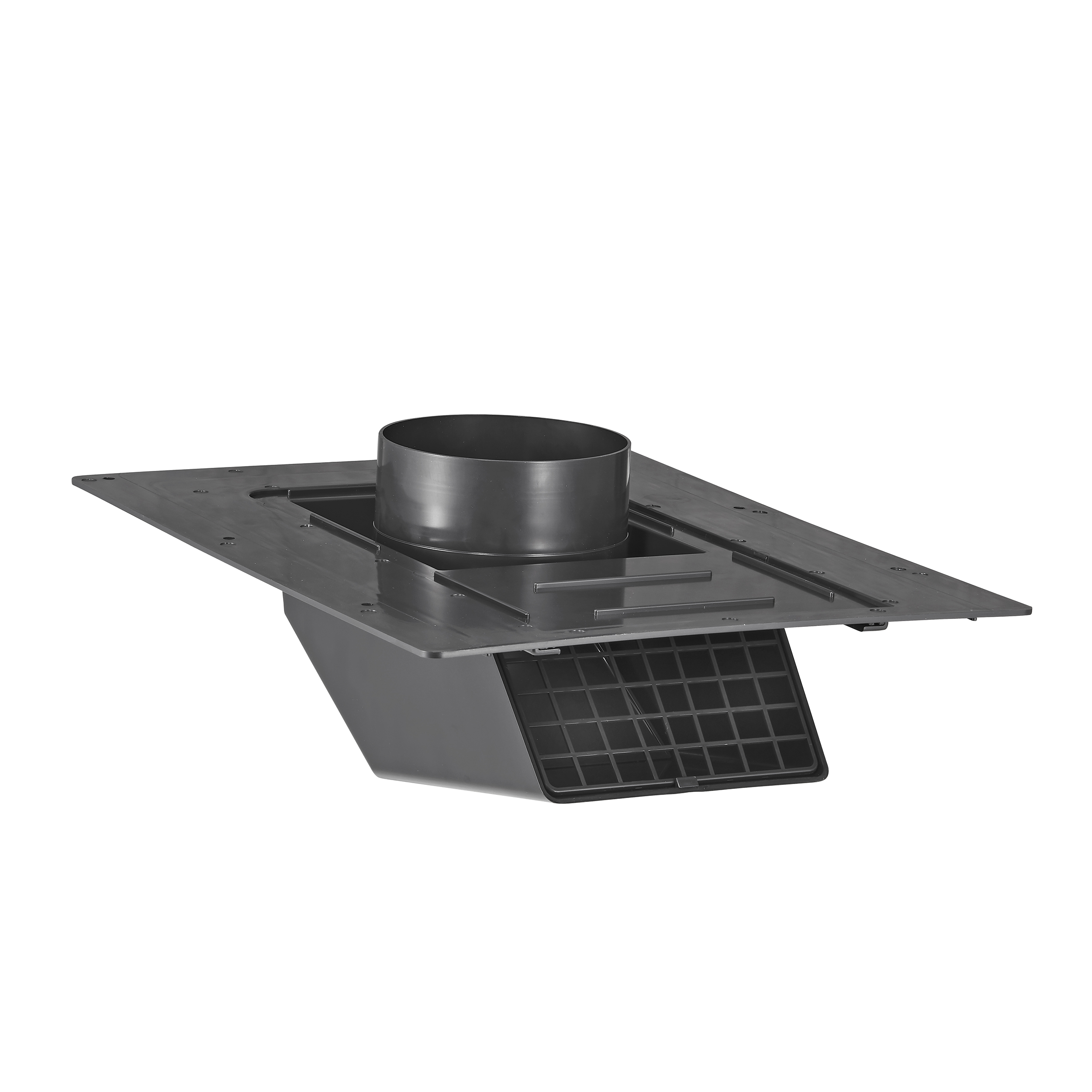 354-04 4 inch Black ABS Plastic Exhaust Roof Vent - Damper - Screen - Angle