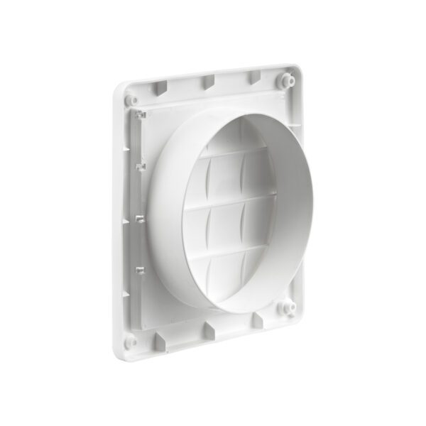4 inch White Plastic Exhaust Vent (Louvered) - Back