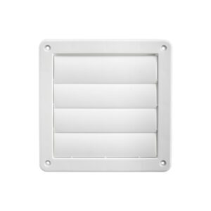 4 inch White Plastic Exhaust Vent (Louvered) - Front