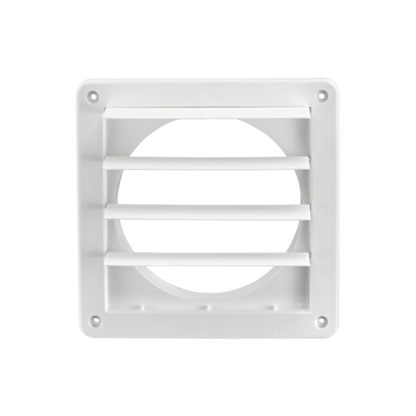 4 inch White Plastic Exhaust Vent (Louvered) - Front Open