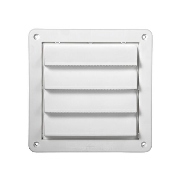 6 inch White Plastic Fresh Air Intake Vent (Rain Guard) - Removable Screen - Front