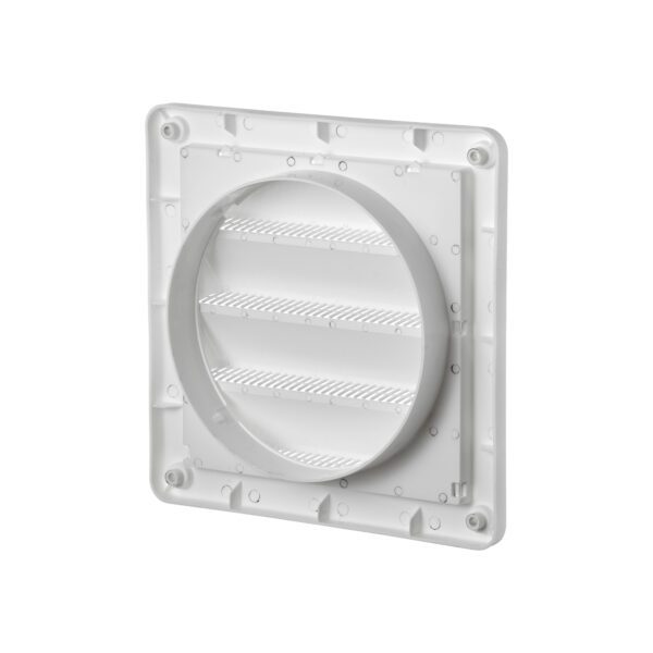 6 inch White Plastic Fresh Air Intake Vent (Rain Guard) - Removable Screen - Back