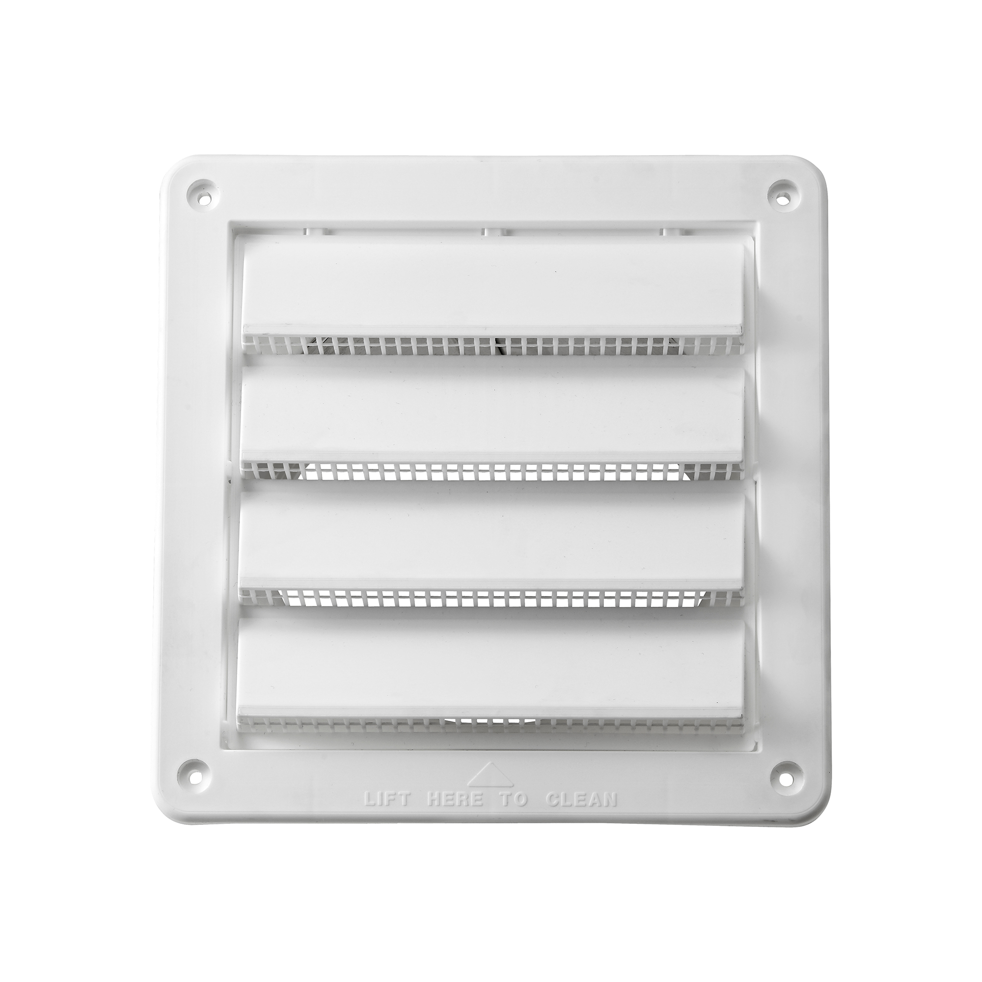 6 inch White Plastic Fresh Air Intake Vent (Rain Guard) - 11 inch Pipe - Front