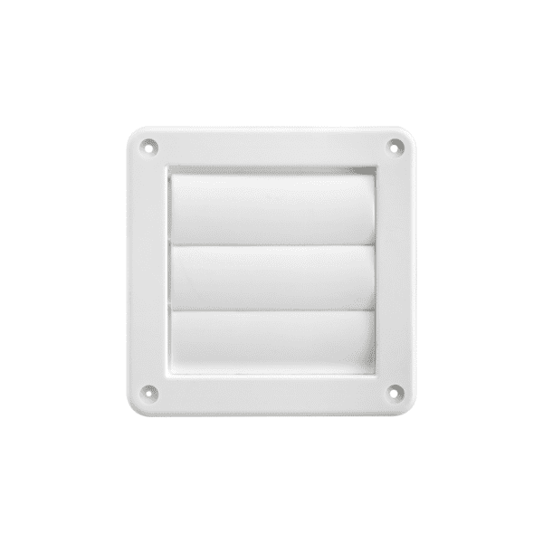 White Plastic Wall Exhaust Louvered Dryer Vent - Front
