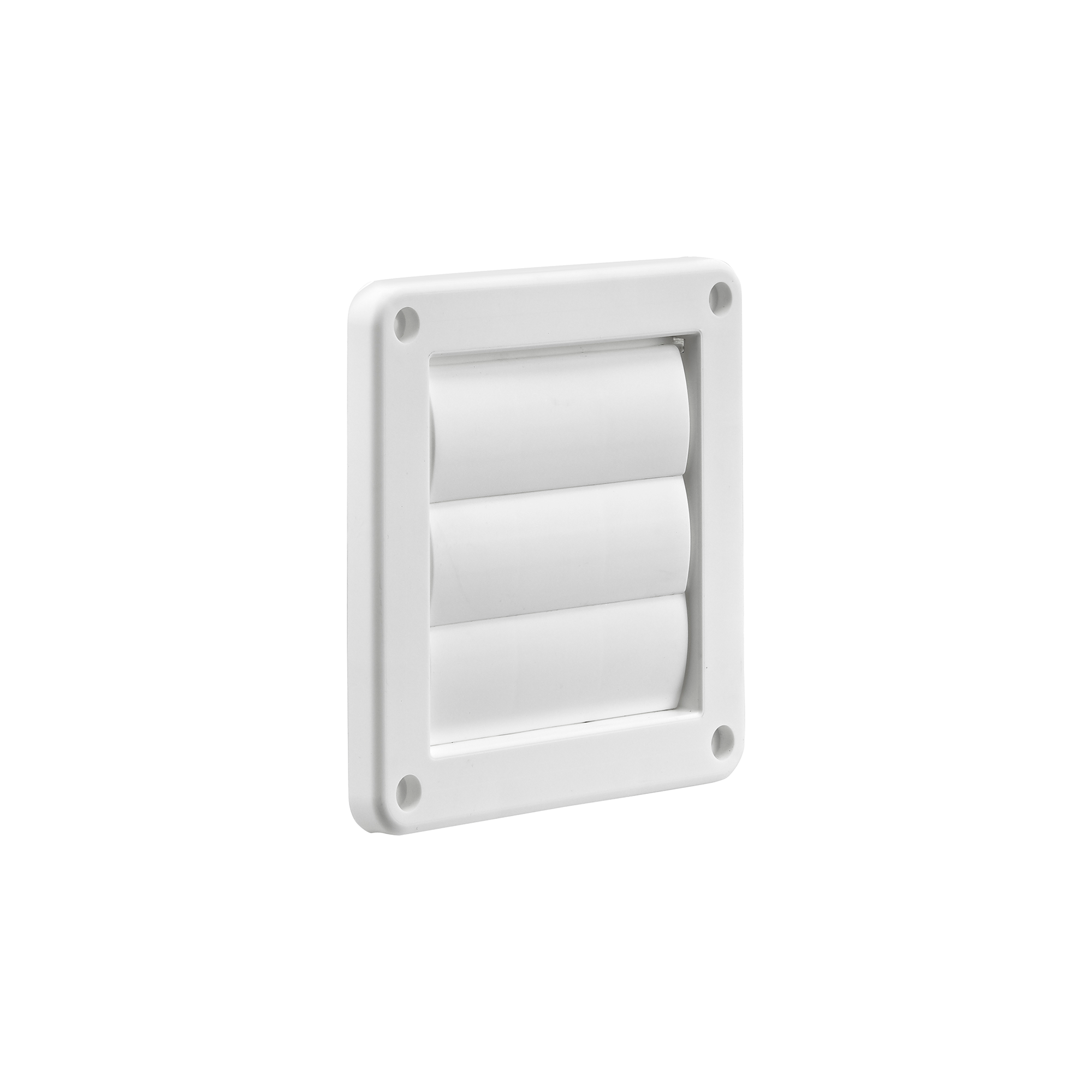White Plastic Wall Exhaust Louvered Dryer Vent - Angle