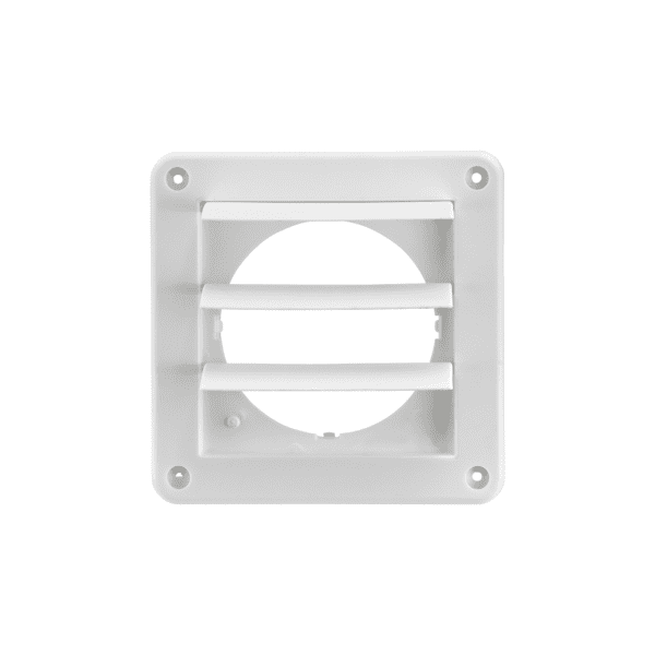 White Plastic Wall Exhaust Louvered Dryer Vent - Open