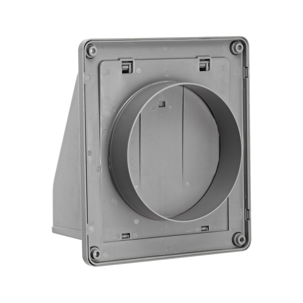 6 inch Gray Plastic Wall Exhaust or Air Intake Vent Hinged Screen