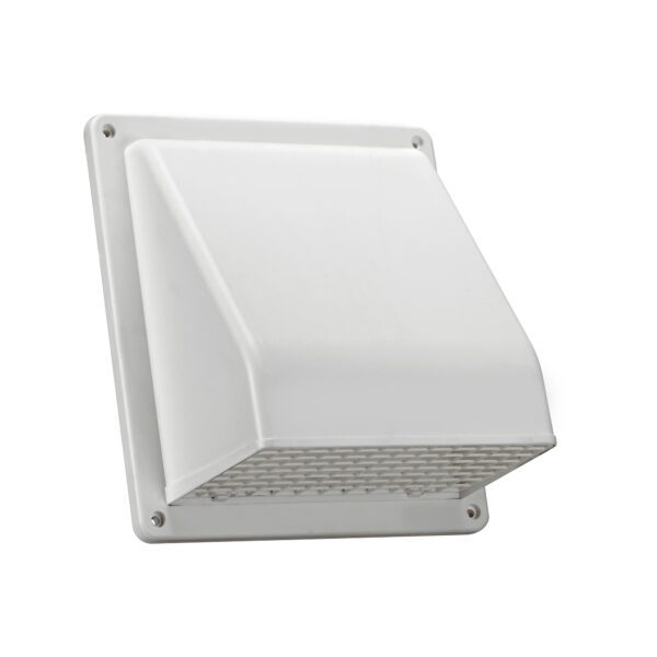 8 inch White Plastic Wall Exhaust or Air Intake Vent - Hinged Screen ...