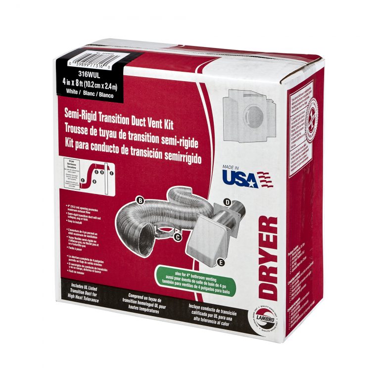 4" x 8' UL 2158A SemiRigid Transition Duct Preferred Hood Vent Kit Item 316WUL (Replacement