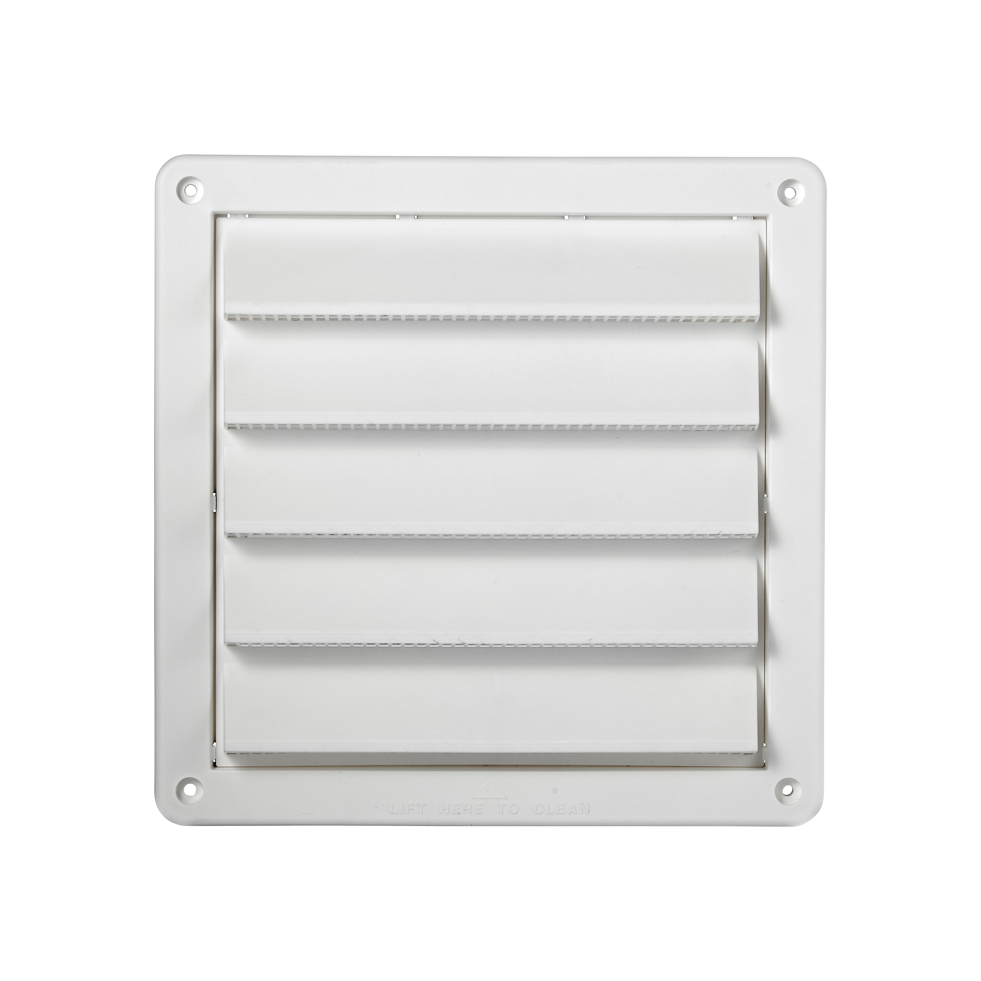 White Plastic Fresh Air Intake Vent - Removable Screen (Rain Guard) - Front