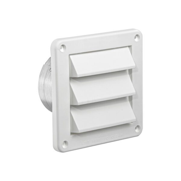 4 inch White Plastic Fresh Air Intake Vent (Rain Guard) - Front