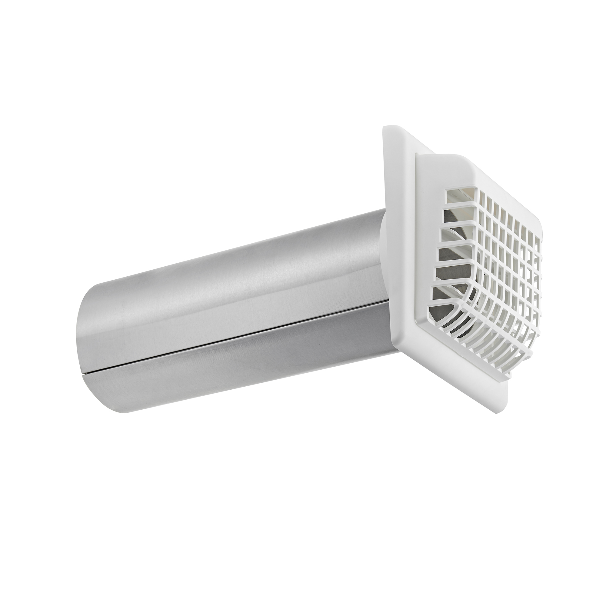 4" White Plastic Louvered Vent with Tail Piece & Bird/Rodent Guard