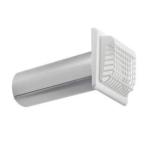 4" White Plastic Louvered Vent w/ Tail Piece & Bird/Rodent Guard