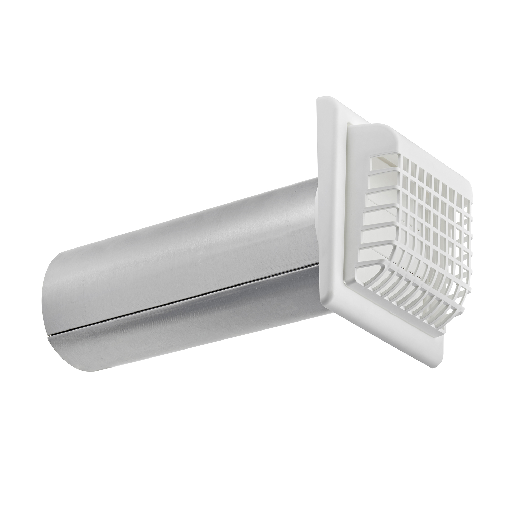 4" White Plastic Louvered Vent with Tail Piece & Bird/Rodent Guard