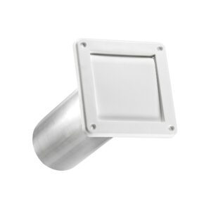 White Plastic Wall Exhaust Single Flap Dryer Vent - 11 inch Pipe - Angle