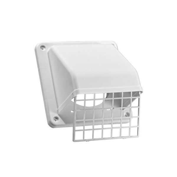 White Plastic Wall Exhaust Hood Dryer Vent - Damper - Screen - Screen
