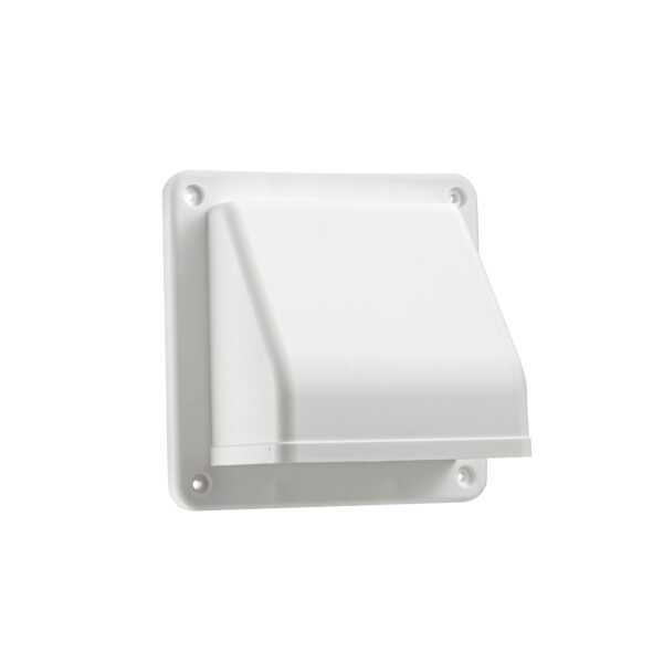 White Plastic Wall Exhaust Hood Dryer Vent - Damper - Screen - Front
