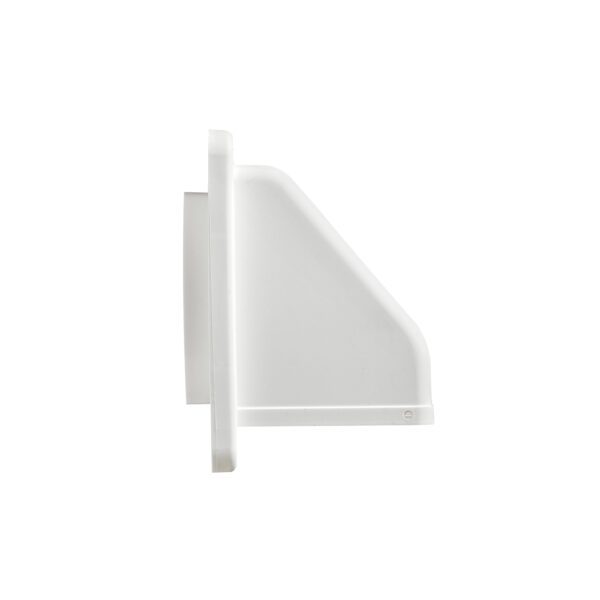 White Plastic Wall Exhaust Hood Dryer Vent - Damper - Screen - Side