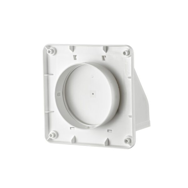 White Plastic Wall Exhaust Hood Dryer Vent - Damper - Screen - Back Closed