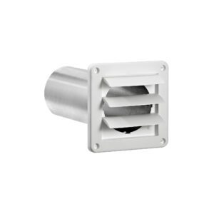 White Plastic Wall Exhaust Louvered Dryer Vent - 11 inch Pipe - Opened