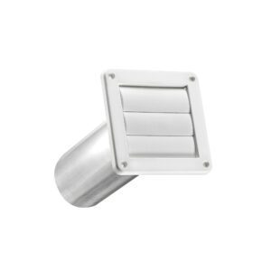 White Plastic Wall Exhaust Louvered Dryer Vent - 11 inch Pipe - Closed