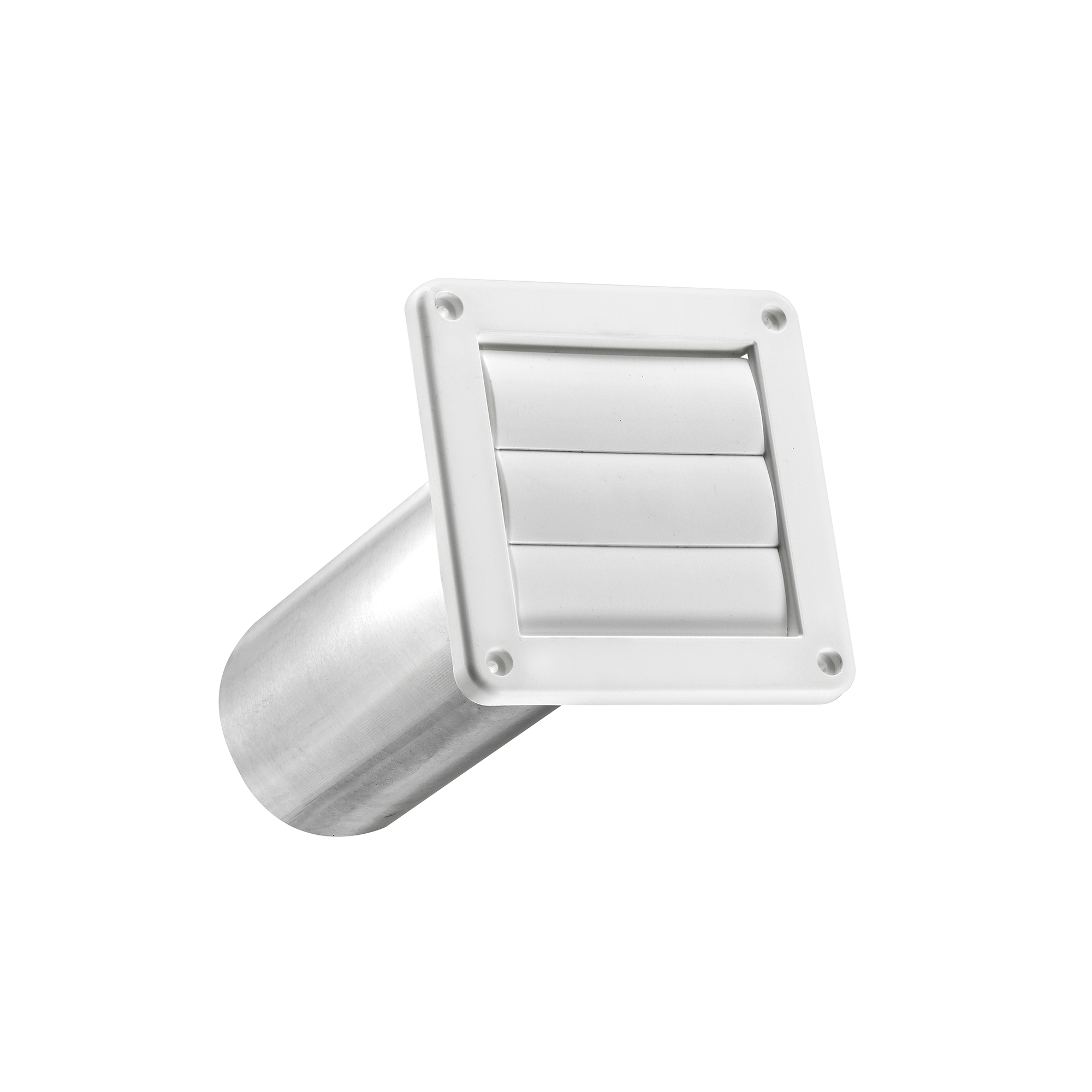 White Plastic Wall Exhaust Louvered Dryer Vent - 11 inch Pipe - Closed