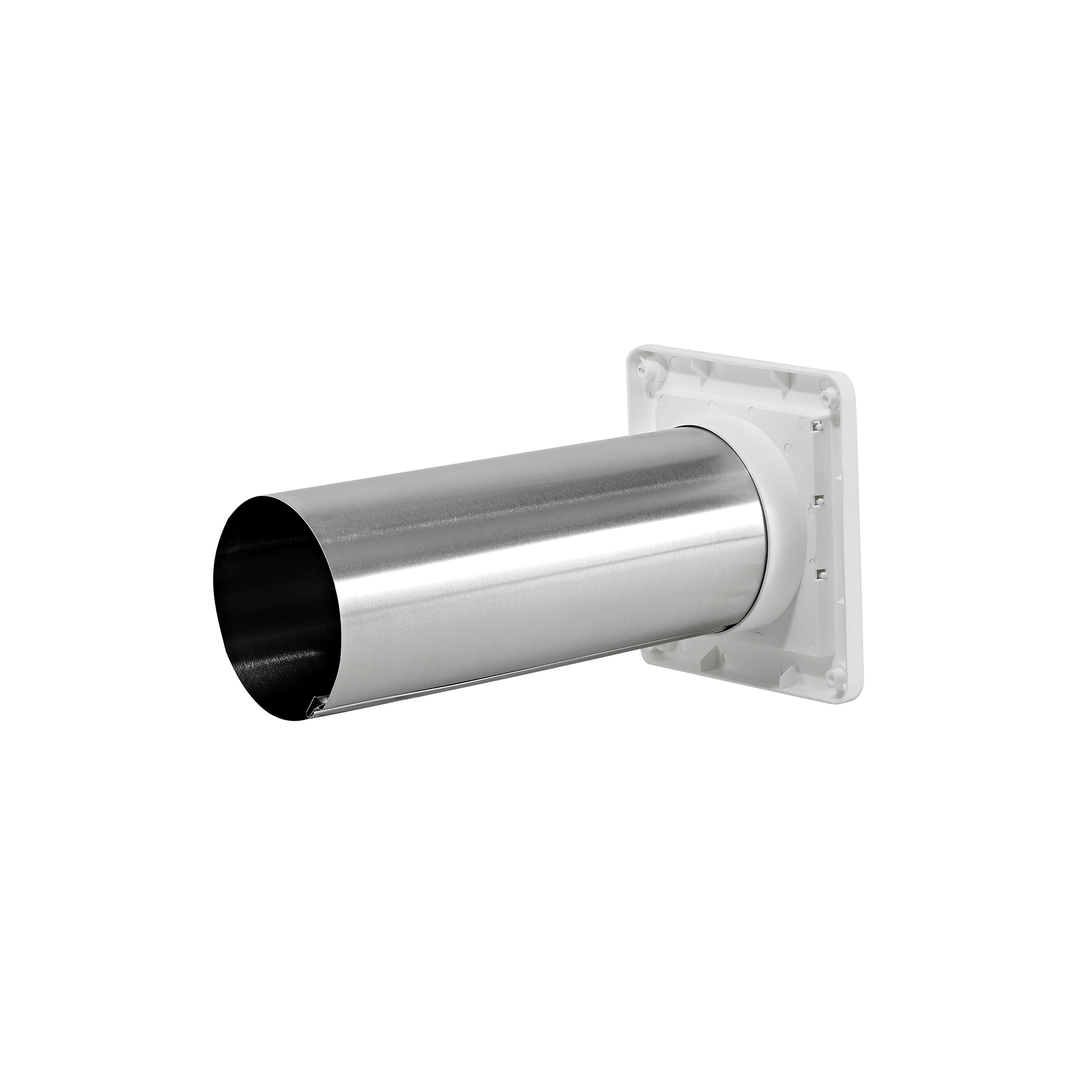 White Plastic Wall Exhaust Louvered Dryer Vent - 11 inch Pipe - Back